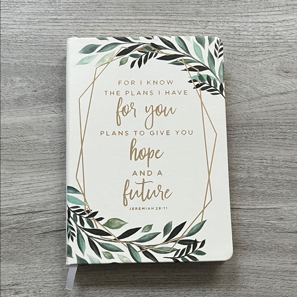 NEW Inspirational White Journal with Leaf Design Bible Verse